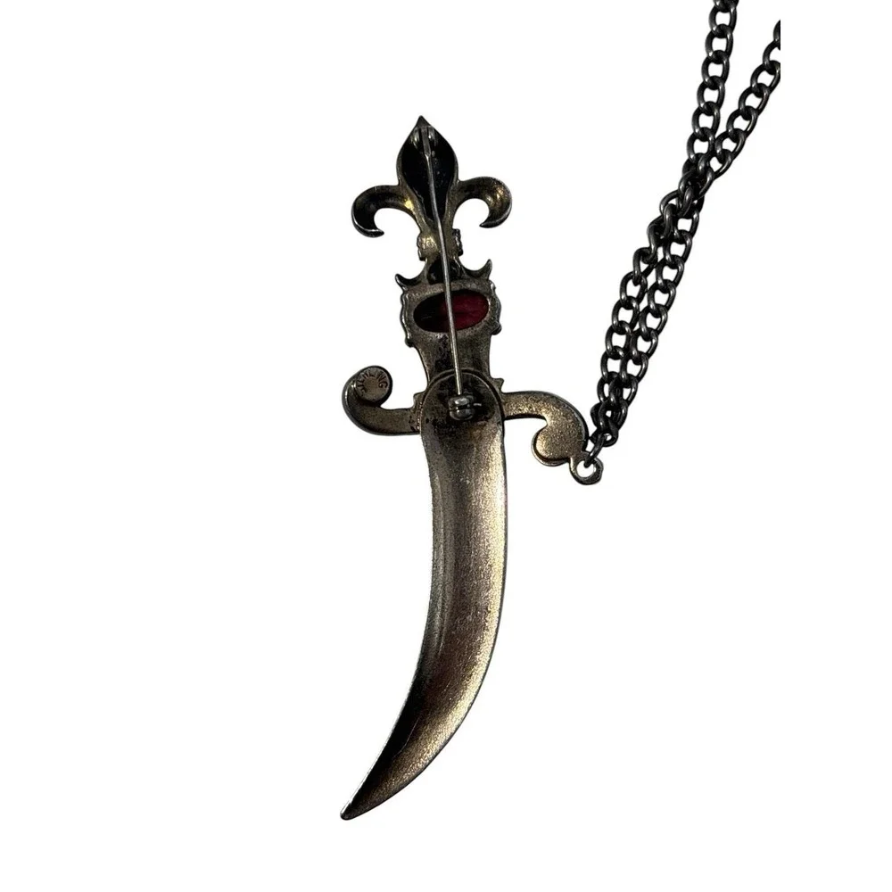Vintage 1940s Urie Mandle Sterling Enamel‎ Dagger & Sheath Brooch Pin